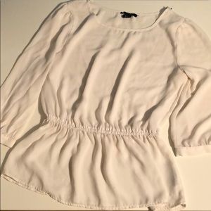White blouse with cinched waist